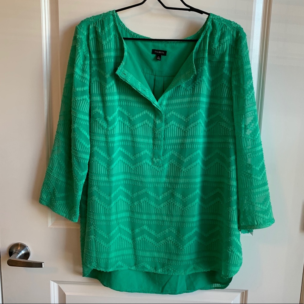 Talbots Textured Chevron Popover Blouse